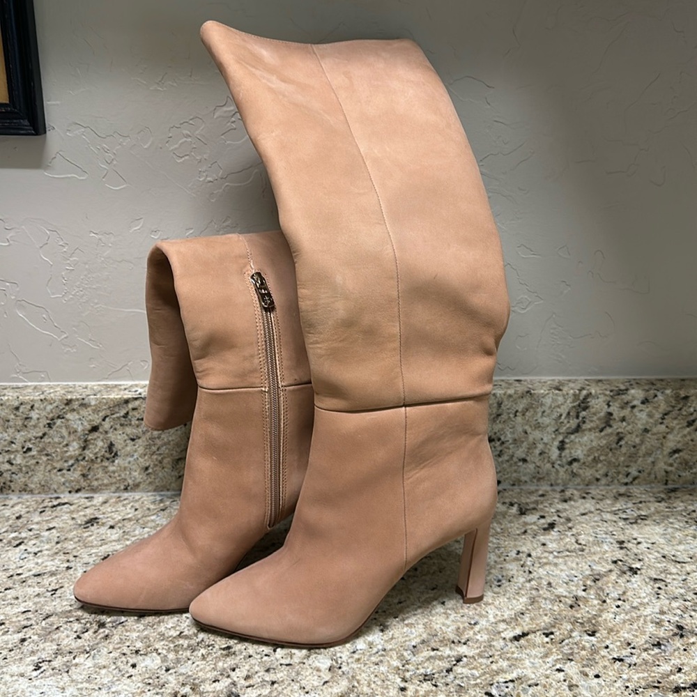 Antonio Melani Italian clay knee boots with heel and half zip